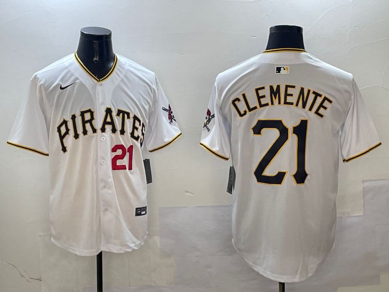 Men Pittsburgh Pirates #21 Clemente White Game 2025 Nike MLB Jersey style 2